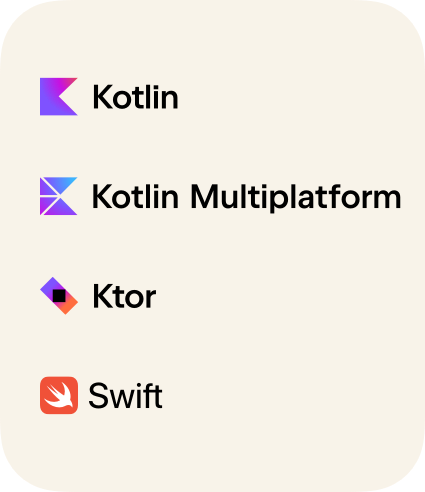 Technologies que nous utilisons : kotlin, kotlin multiplatform, ktor, swift